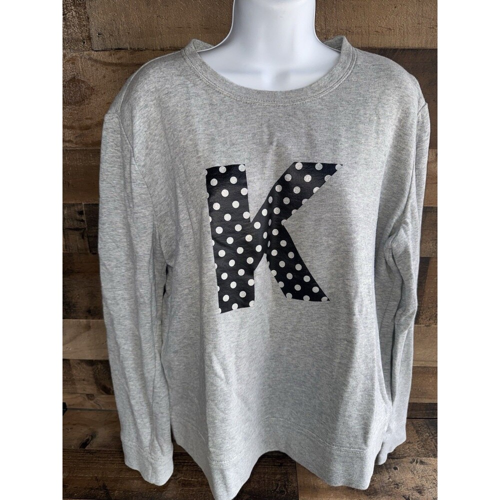 kate spade Gray Sweatshirt with Black Polka Dot 'K'